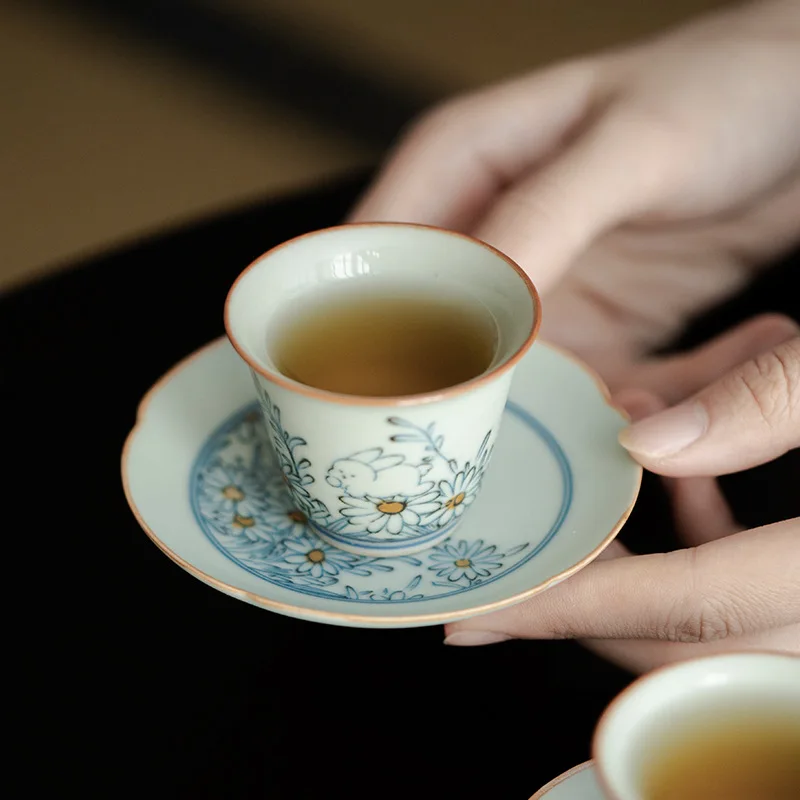 Ceramic Under Glaze Blue Heat Resistant Tea Cup Mat Coffee Mug Pad for Kung Fu Tea Accessories Home Office Table Decor