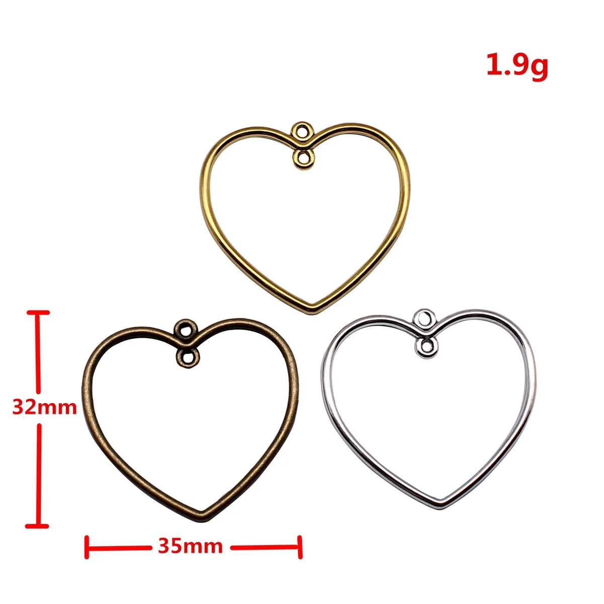 WYSIWYG 10pcs 32x35mm 6 Colors Hollow Heart Connector Charms Pendant For Jewelry Making DIY Jewelry Findings
