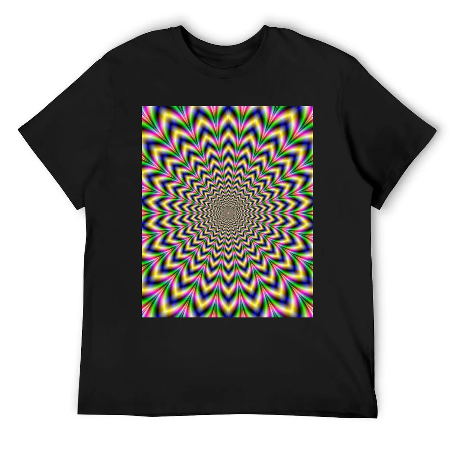 

Psychedelic Pulse in Green Blue Yellow and Pink T-Shirt funny gifts graphic tee shirt for a boy Short sleeve tee men