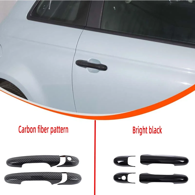 

Для 2007+ Fiat 500 крышка наружной ручки, автомобильная внешняя дверная ручка, декоративная крышка ABS, углеродное волокно, 4 шт.