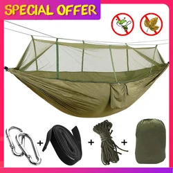 Hamac de camping avec moustiquaire, mobilier d'extérieur, lit-balançoire portable, tissu parachute résistant, 1 à 2 prêts hypothécaires