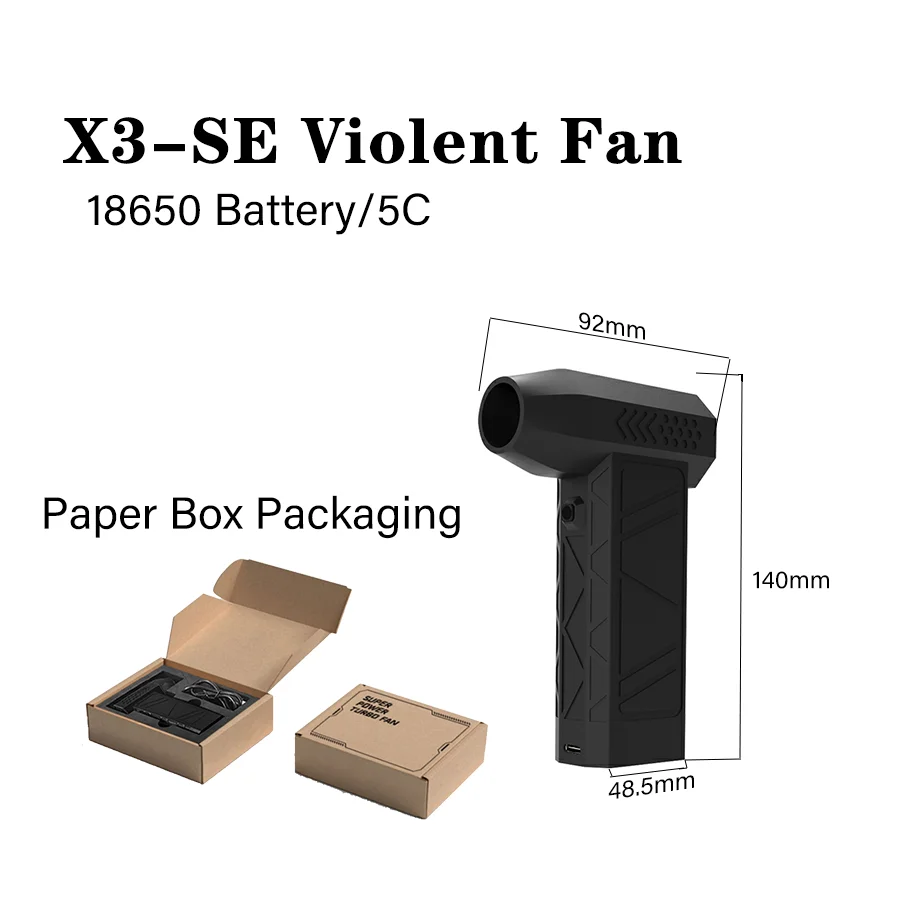 Imagem -02 - Mini Violência Turbo Alto Desempenho Pequeno Ventilador Elétrico Portátil Ventilador de Mão Construído em 18650 Bateria 90000 Velocidade Forte