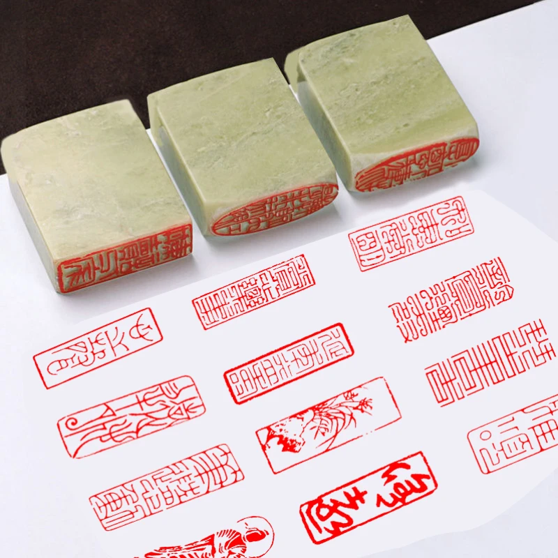 

Natural Stone Finished Seal Chinese Calligraphy Finished Seals Chinese Painting Lettering and Seal Cutting Buddha Statue Stamps
