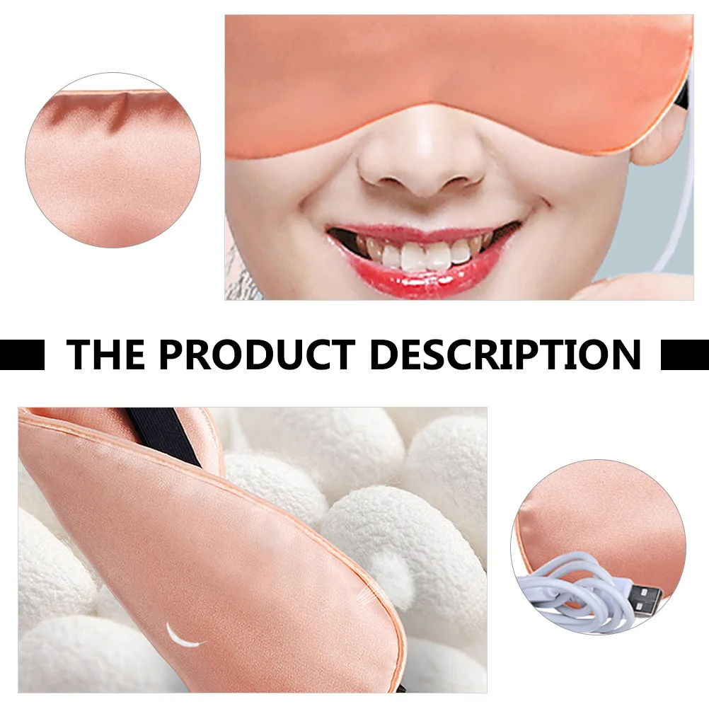 

Electric Heating Mugwort Eye Mask Thermal Adjustable Warm Compress Reusable Sleep Blindfold For Home Office Stress Relief Pink