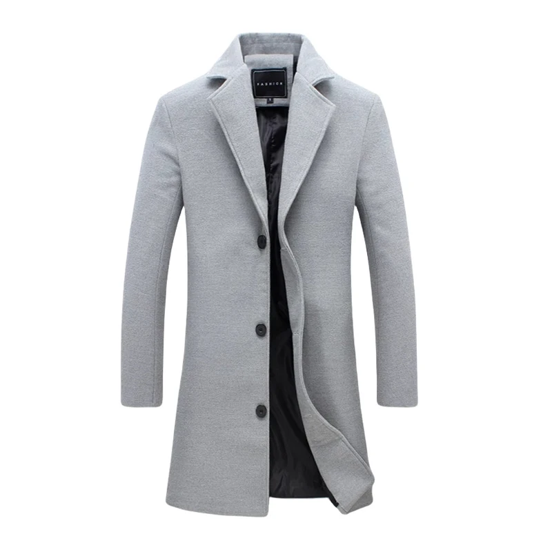 

Winter Men's Trench Coats Luxury Male Mid-Long Single-Breasted Warm Jackets Mens Solid Color Business Overcoats Clothing 3XL