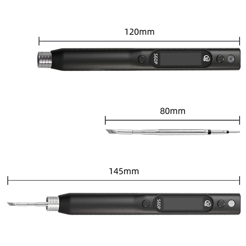 2x sequre s60p anti-estático nano ferro de solda caneta suporte pd/qc fonte de alimentação conjunto de ponta de ferro compatível com ponta de solda c210