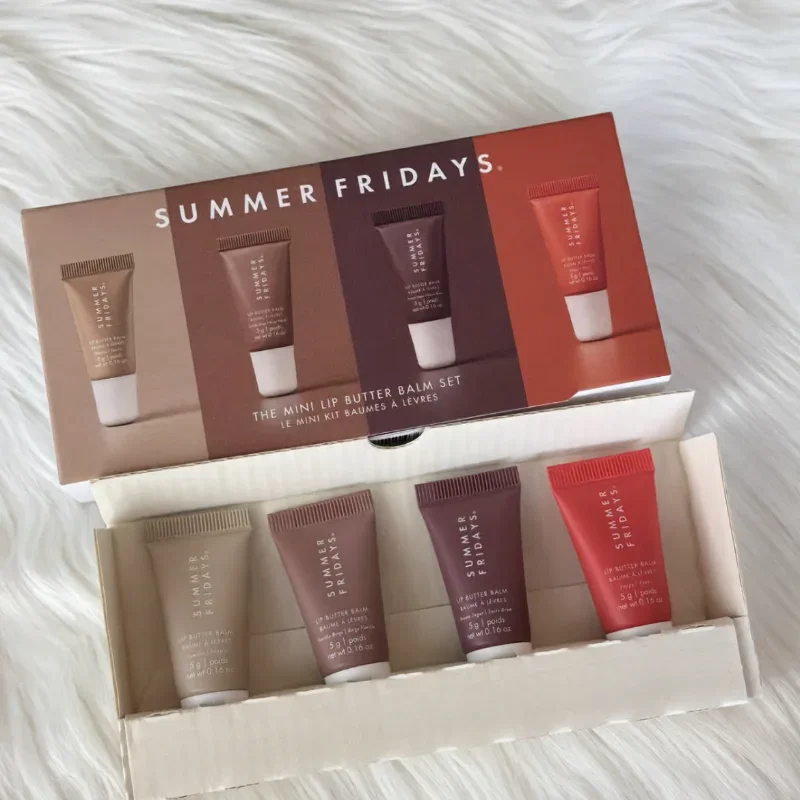 Summer Fridays Mini Lip Butter Balm Set Nawilżający waniliowy beżowy brązowy cukier najwyższej jakości Zestaw upominkowy Fast Ship 5g 4szt.