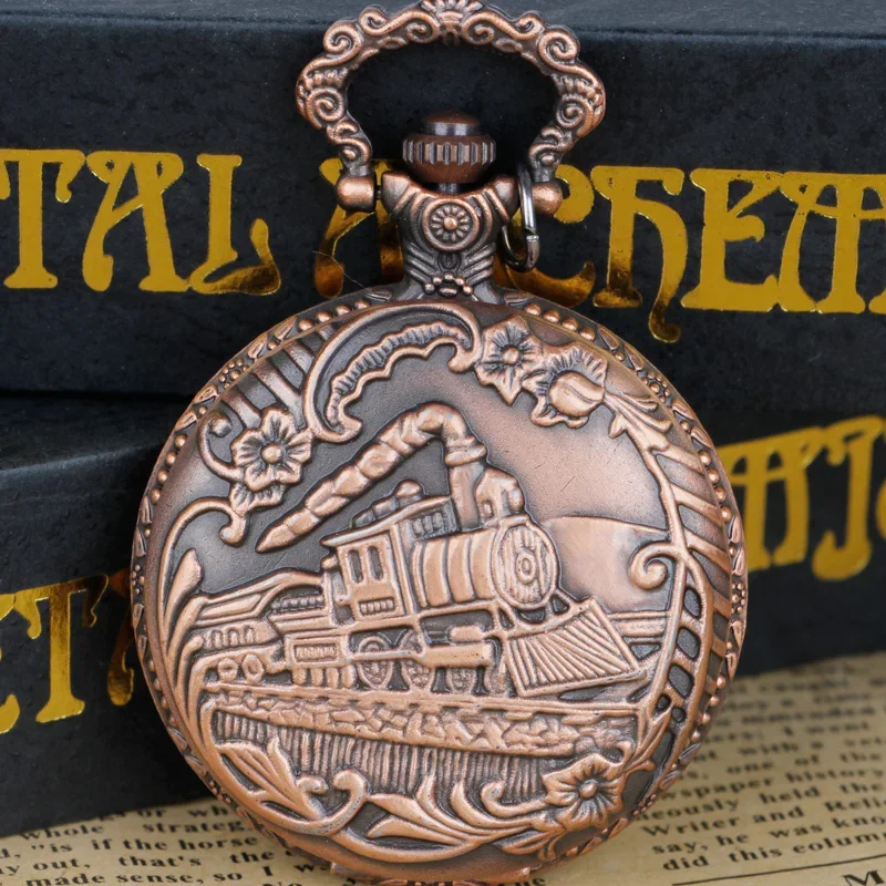 

Train Locomotive Engine Quartz Pocket Watch Retro Necklace Pendant Chain Best Gifts for Men Women with Train