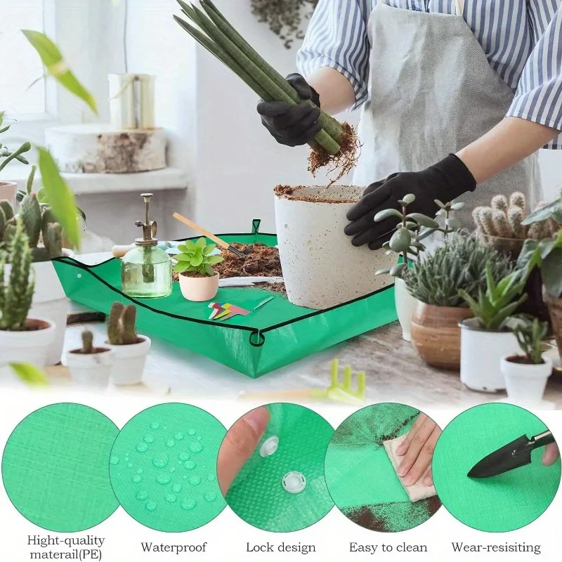 Innovative Wasserdichte Umtopfmatte in Extra Größe Faltbar Tragbar für Zimmerpflanzen und Sukkulenten Einfacher Erdwechsel und Bewässerung Umtopfmatte für Pflanzen wasserdichte Pflanzmatte tragbare Umtopfunterlage – Detail 10