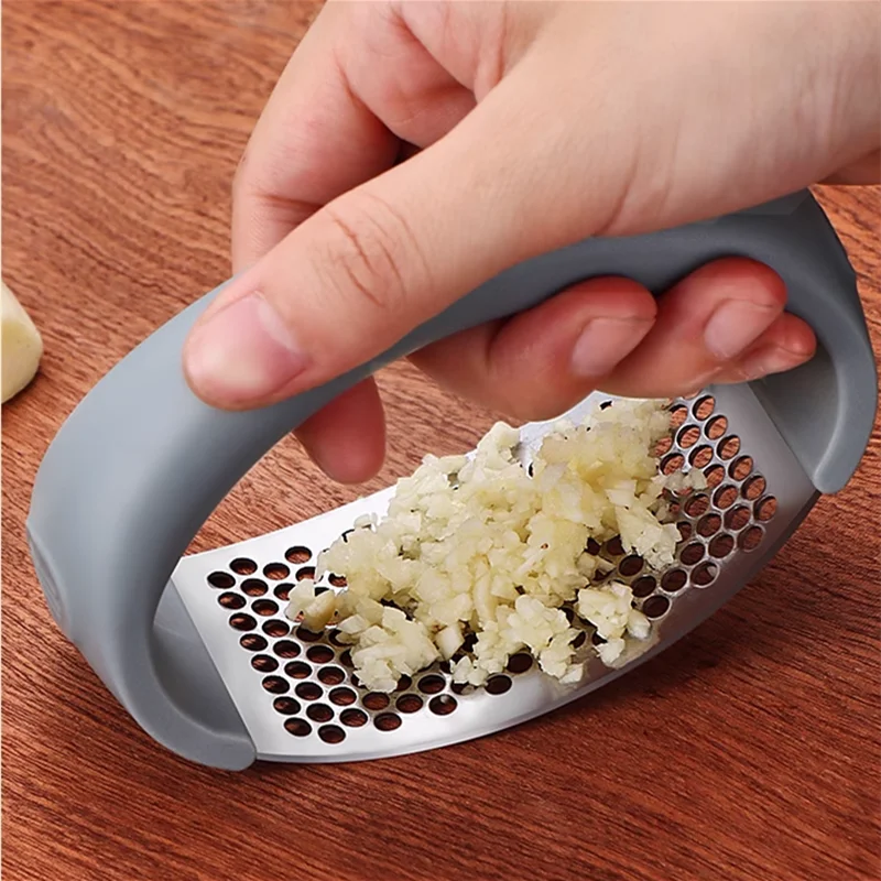 

Легко очищаемый пресс для чеснока из нержавеющей стали, кольцо в стиле Smasher, сверхмощный, нержавеющий, для измельчения чеснока, имбиря, кухонные аксессуары