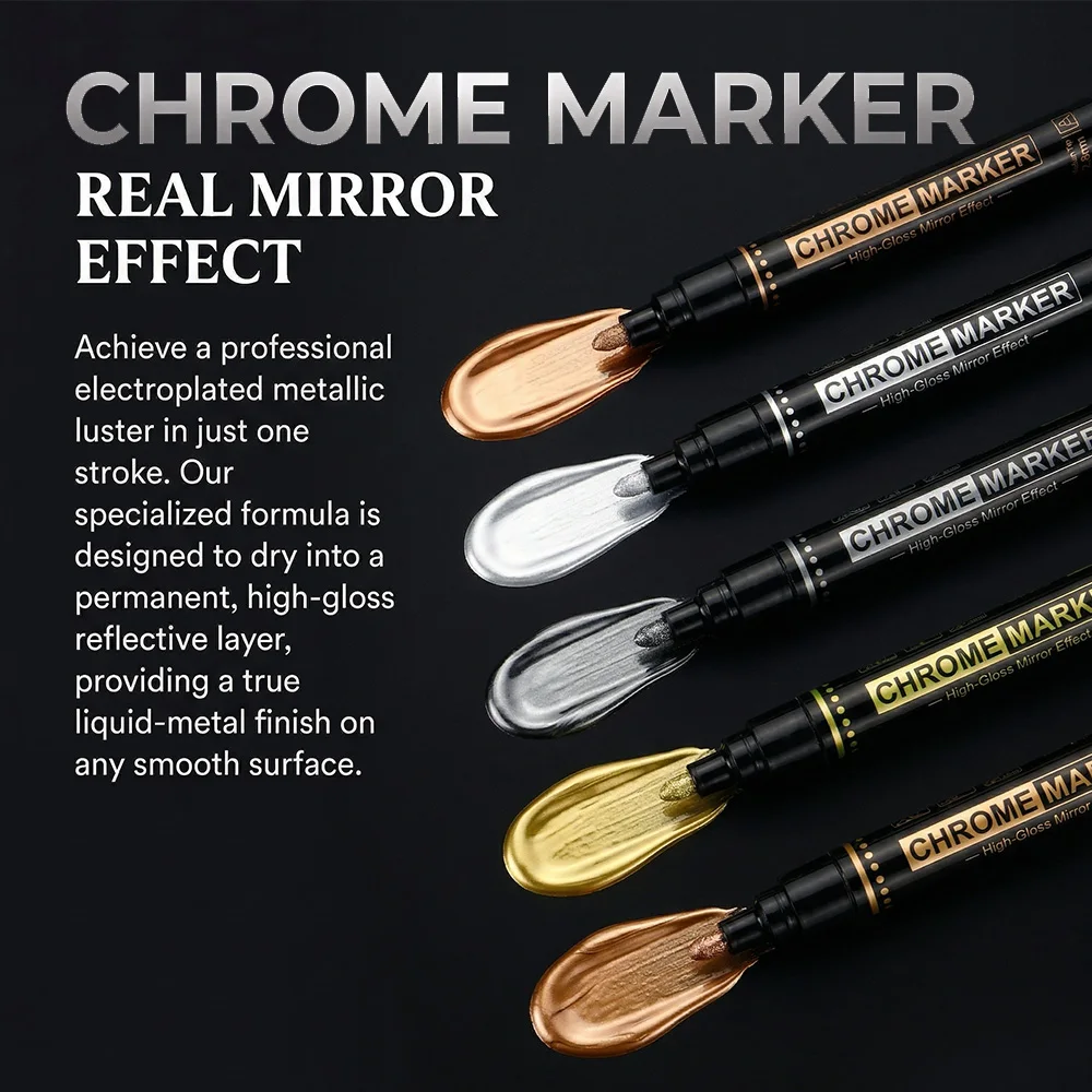 

Набор хромированных маркеров (1/5 шт.) для быстрой сушки, для моделей, DIY-проектов, рисования, коррекции цвета на металле и керамике, каллиграфии, для дома и офиса