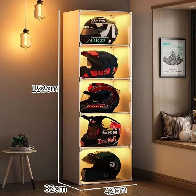 Helmet Storage Motorcycle Hat Transparent Display Shelf Home Placement Closet Rack Organizer Box for Motorcycle Helmet Stackable