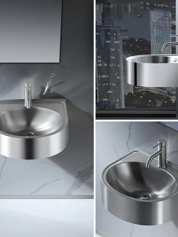 304 stainless steel wall-mounted sink, single basin handwashing basin, simple corner triangular basin, kitchen vegetable washing