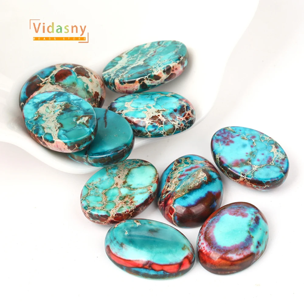 2pcs13x18mm Natural Stone Blue Red Sea Sediment Jasper Jie Mian For Jewelry Making Round Loose Diy Accessories Bracelet Necklace