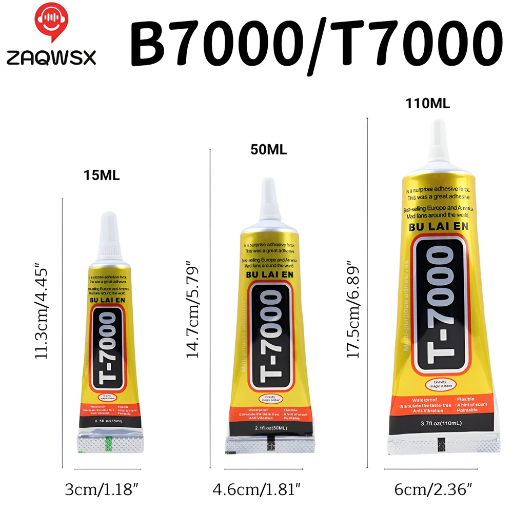 B7000 T7000 Clear Contact Phone Repair Adhesive Universal Glass Plastic DIY Glue B-7000 with Precision Applicator Black Glue