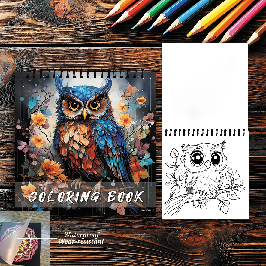 Owl Adult Coloring Book 22 Pages 8.27x8.27 Inch Perfect Gift for Stress Relief
