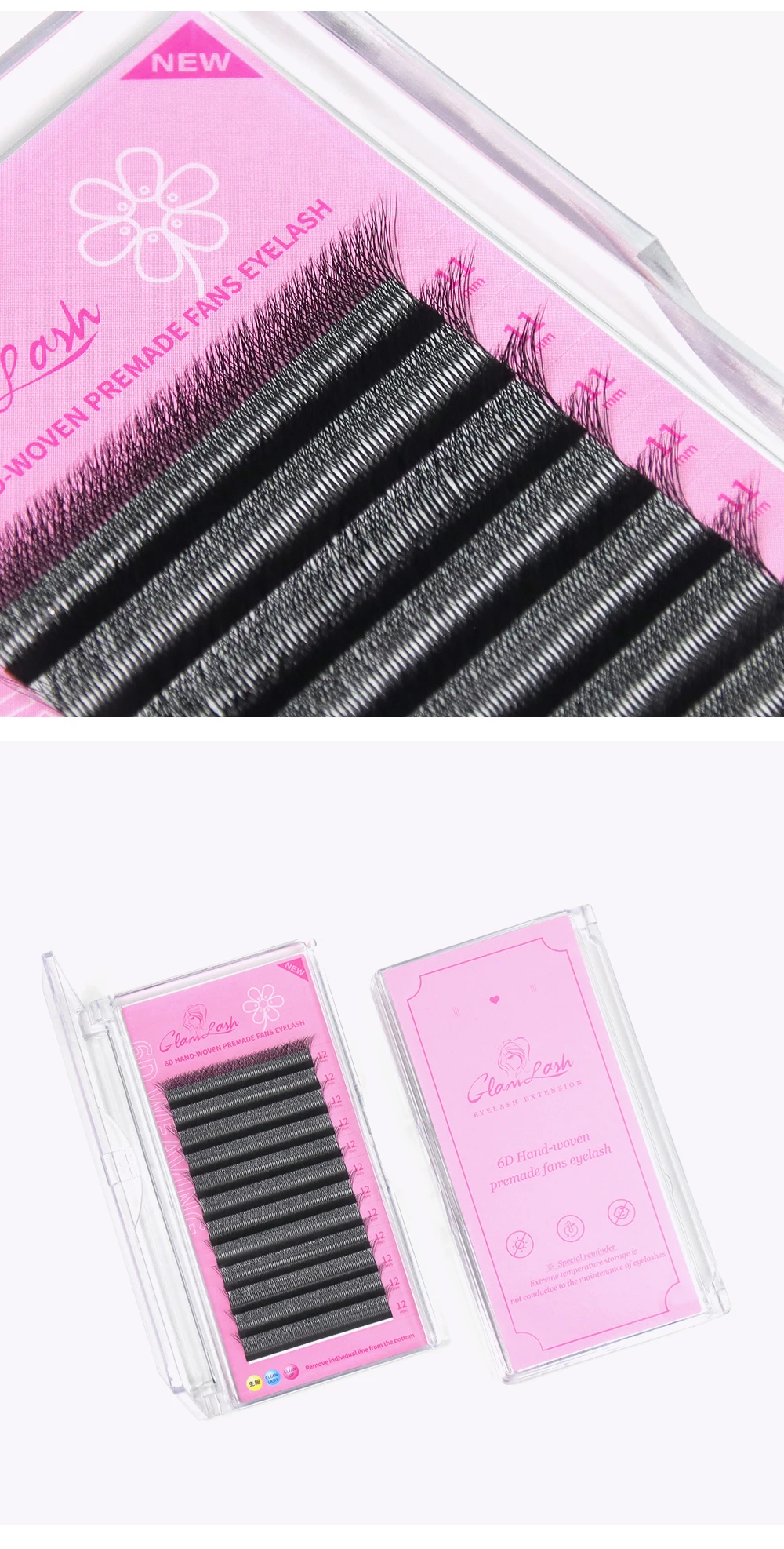 GLAMLASH 6D-W Shaped Eyelash Extension Premade Volume Fans Clover W Style Lashes False Mink Soft Easy Faning Natural Makeup Tool