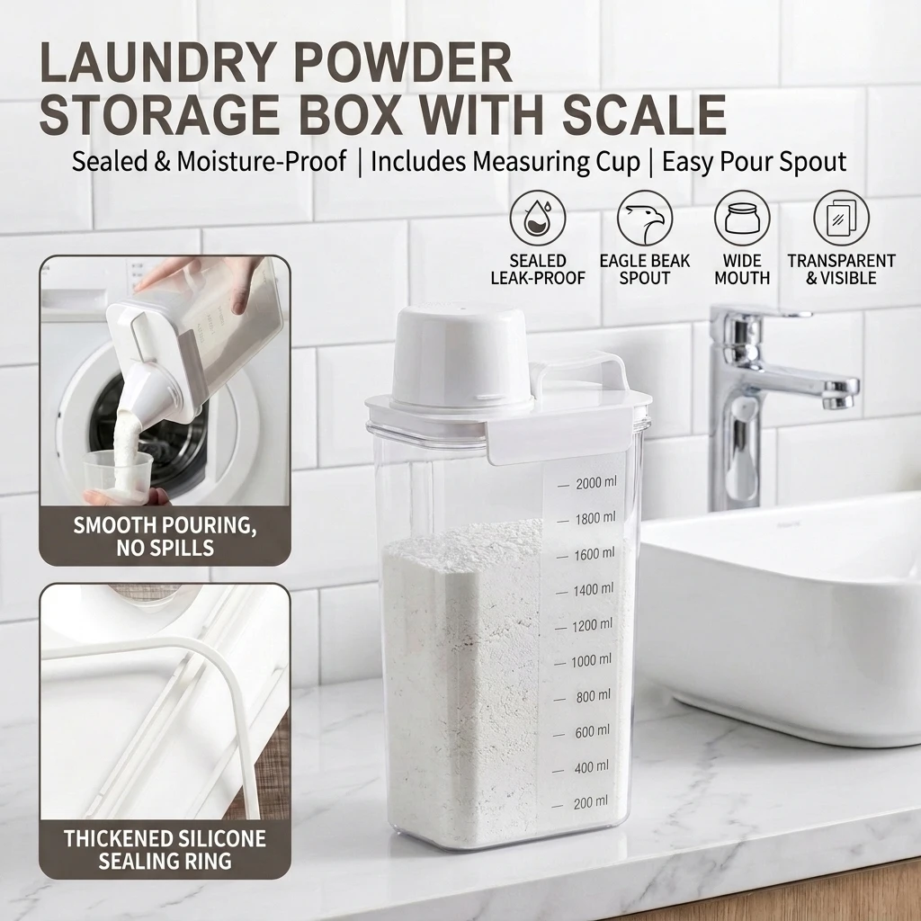 1 PC Washing Powder Storage Box, Household Large Capacity Storage Box, Sub Packaging Storage Box, Laundry Detergent Storage Tank