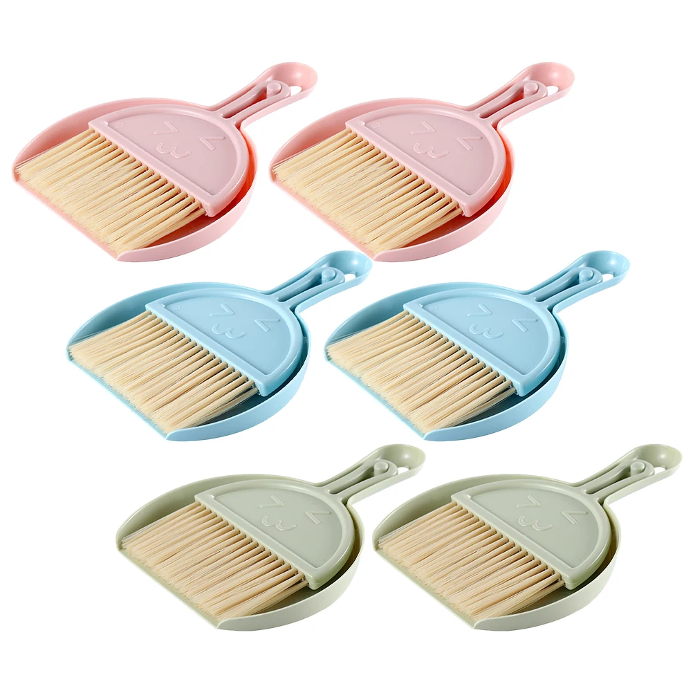 

6 Sets Mini Cleaning Broom Dustpan Safe Material Wear Resistance Home Desktop Bed Car Interior Pet Supplies Storage Hook Design