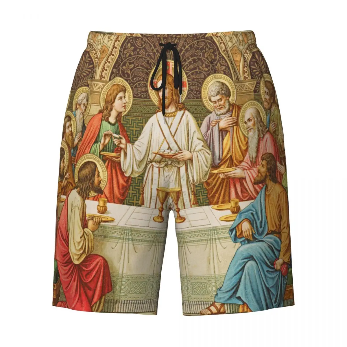 Custom Ethiopian Christian Christ Jesus Last Supper Swim Trunks Mens Quick Dry Board Shorts Swimwear Suits Boardshorts