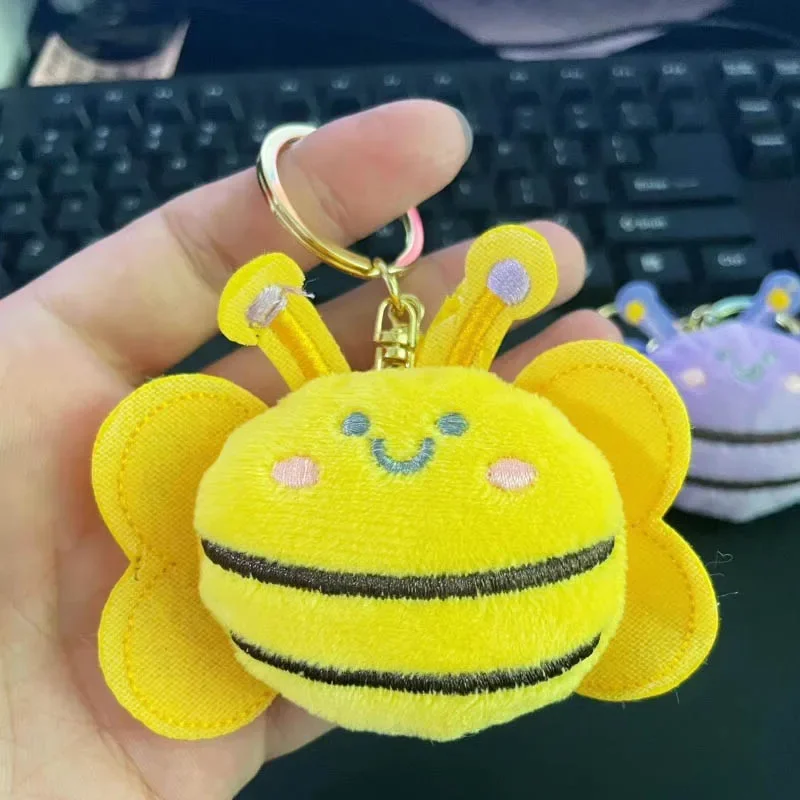LLavero de peluche de abeja bonito de 1 a 20 piezas, llavero de muñeco de Animal de dibujos animados para bolso, mochila, bolso, decoración, regalo para niñas, abalorio de juguete