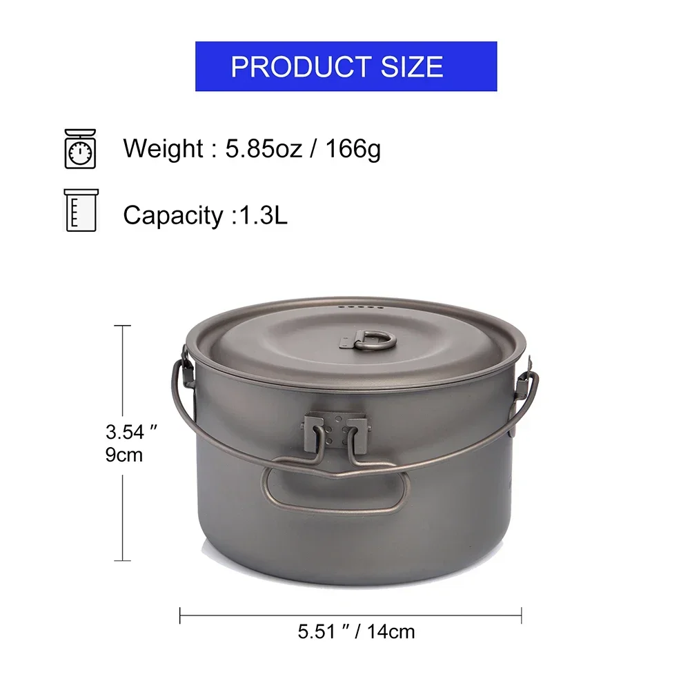 Widesea Camping Tableware Titanium Cookware set tourism cauldron Outdoor Cooking Pot Picnic Kitchen Hiking Trekking