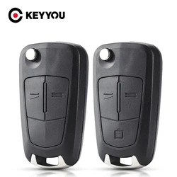 KEYYOU carcasa de llave abatible en blanco de repuesto para Opel Astra H, Corsa D, Vectra C, Zafira, 2, 3 botones, funda de llave de coche remota, hoja sin cortar