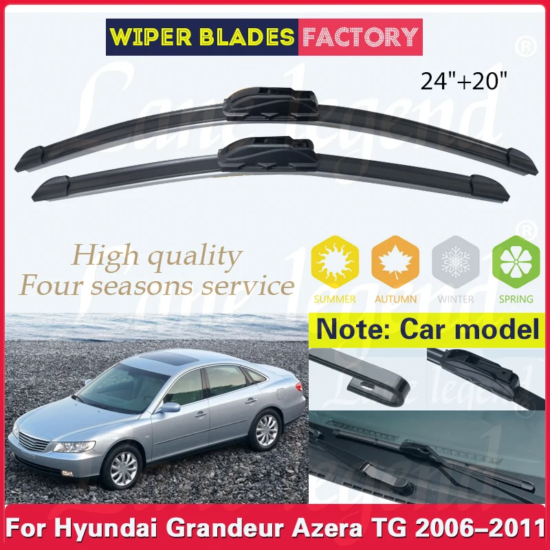 

For Hyundai Grandeur Azera TG 2006 - 2011 Wiper LHD Front Wiper Blades Windshield Windscreen Clean Window Rain Brushes 24"+20"