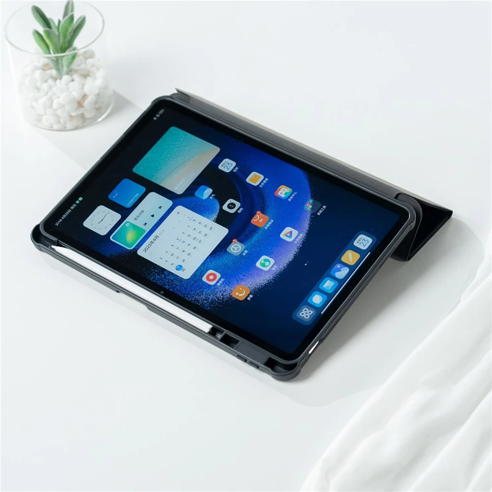 For Xiaomi Pad 6 2023 Tablet Case with Pen Slot Protective Cover for MiPad 6 Pro 11 Inch Transparent Bottom Rotation Shell
