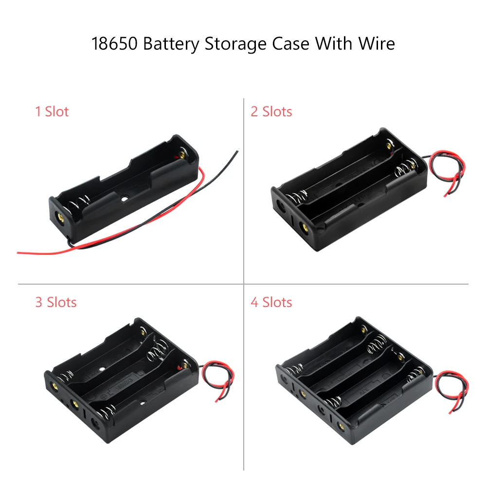4Pack DIY New 1 2 3 4 Slots 18650 Battery Storage Case Holder Box With Lead Wire 18650 Rechargeable Battery Protection Container