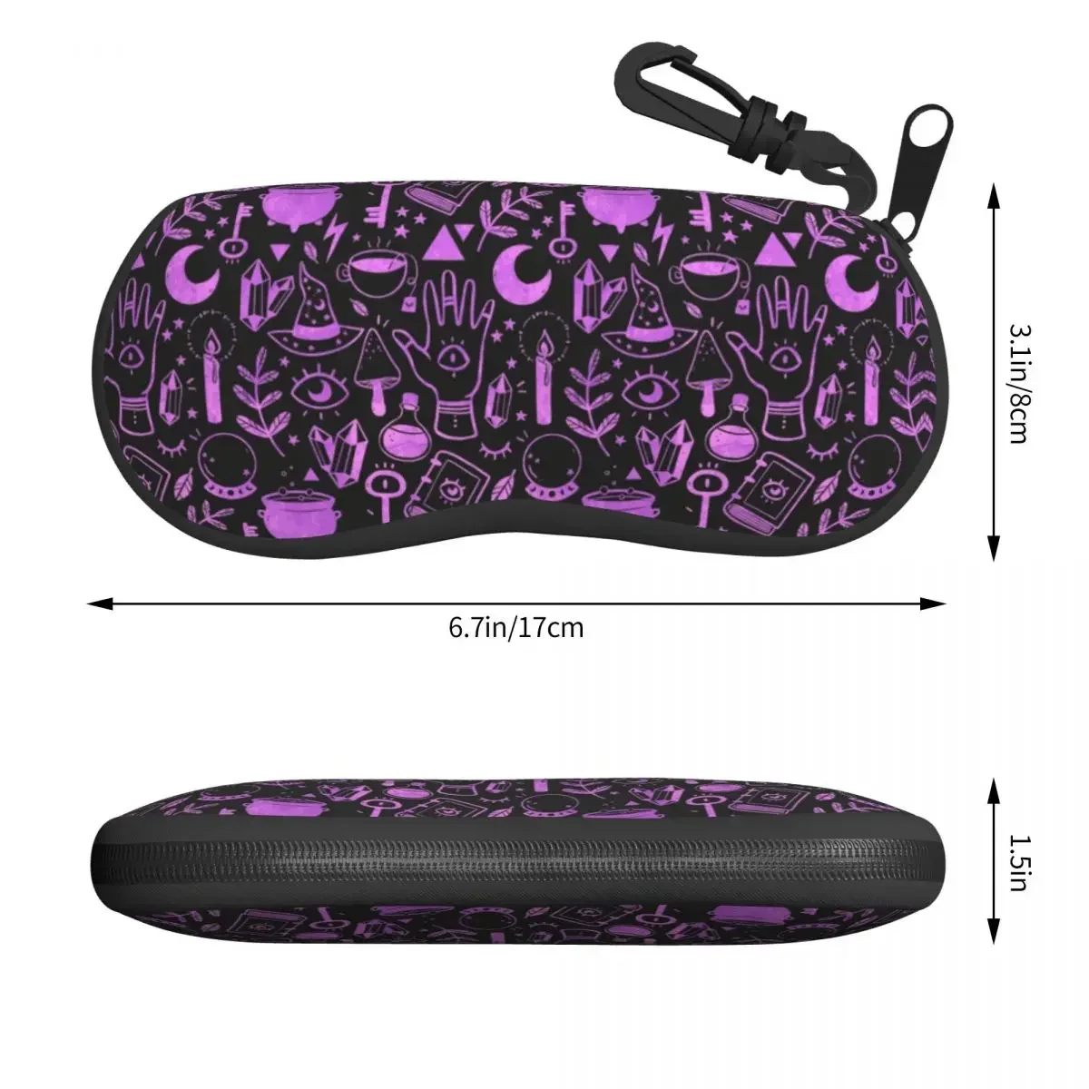 Witchy Things Textured Sunglasses Case Neoprene Zipper Halloween Witch Shell Eyeglass Case Protective Box For Glasses