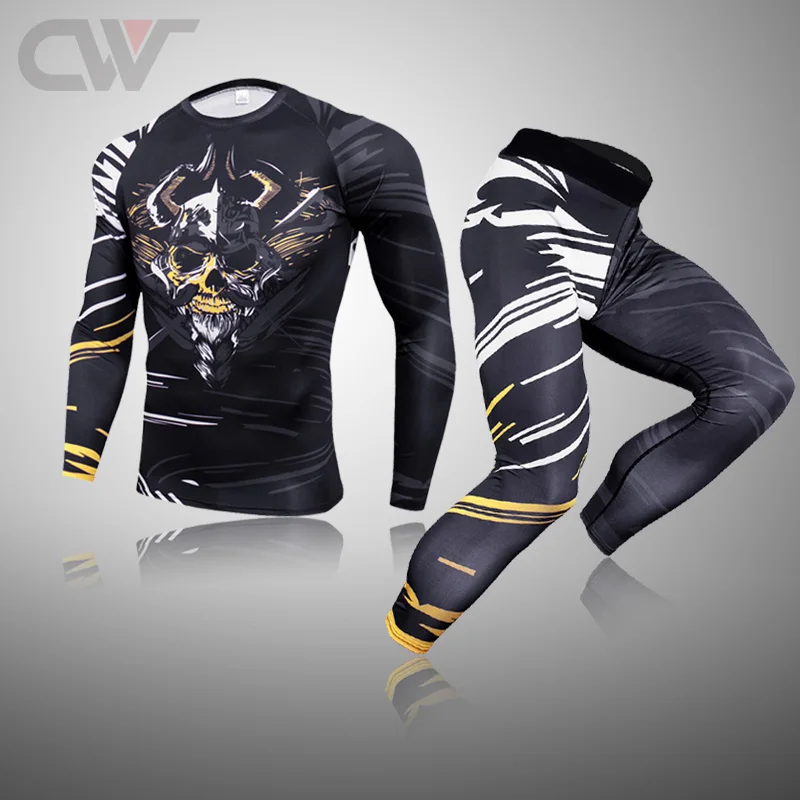 2024 Men\'s Thermal Underwear Set MMA Tactics Leggings Spartan Costume Compression Long Johns Men Winter Brands Men Clothing