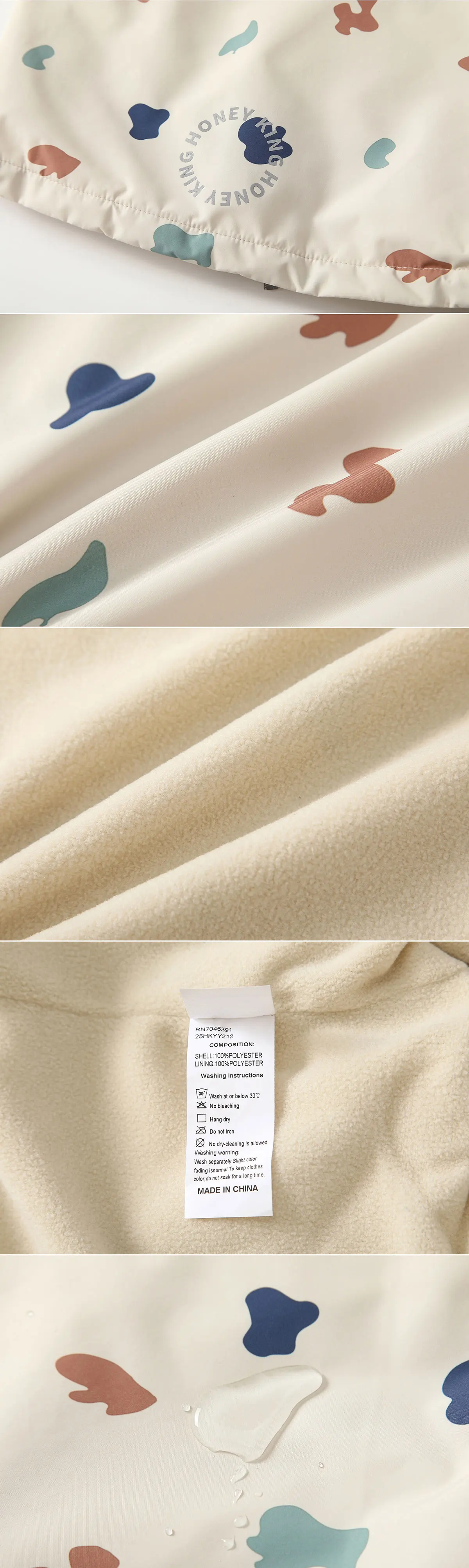 HONEYKING Baby-Regenanzug, Kinderkleidungsset, wasserdichter Overall, Jungen- und Mädchen-Overall, Jacke und Hose, Kombination für Kinder. – Detail 7