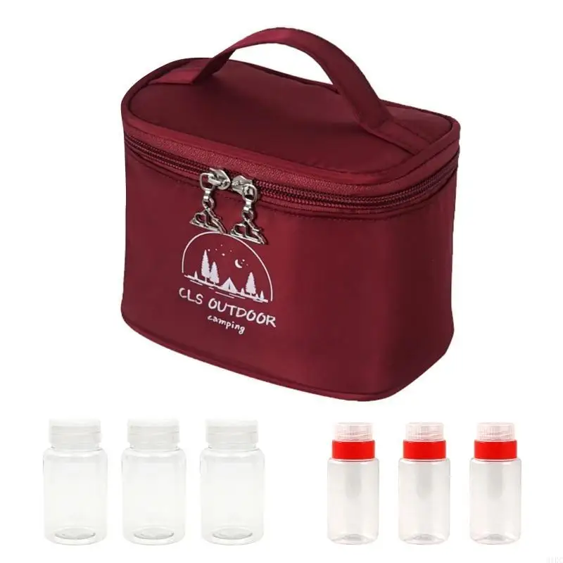 6Pcs/set Outdoor Camping Tableware Storage Container Condiment Dispenser Seasoning Bottles Cans with Bag For BBQ Picnic