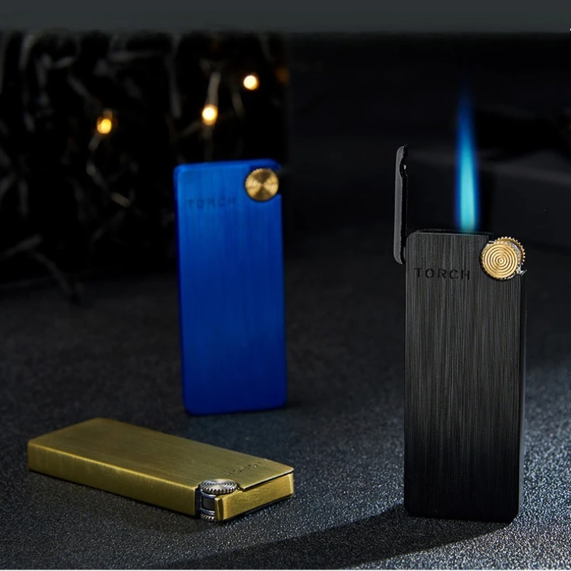 

Ultra-thin Butane Lighter Grinding Wheel Flint Cigarette Lighters Windproof Jet Turbo Torch Lighter for Smoking Gadgets for Men