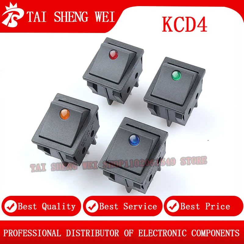 1PCS KCD4 25*31mm Cat eyes 2Files Positions 4 Pin Rocker Switch Power Touch On/off Ship Type Switch with light 16A 250V 30A 125V