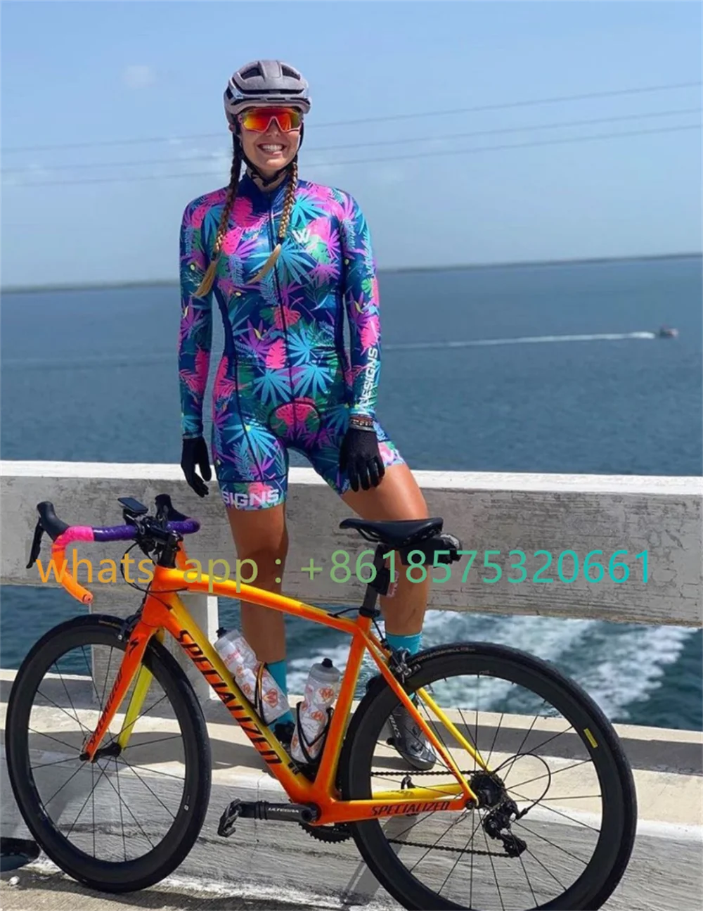 Brazil Macaquinho Skinsuit Ciclismo Women\'s Cycling Jumpsuit long sleeves Bike Dresses Free Shipping Flame Style 2023