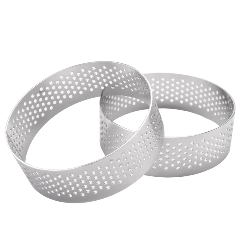 30 Pack Stainless Steel Tart Ring, Heat-Resistant Perforated Cake Mousse Ring, Round Ring Baking Doughnut Tools, 5.9Cm