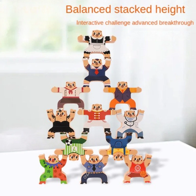 Children's Assembly Stackle height of puzzle blocks Children's interactive patchwork wooden toys Building blocks Toys Ornaments