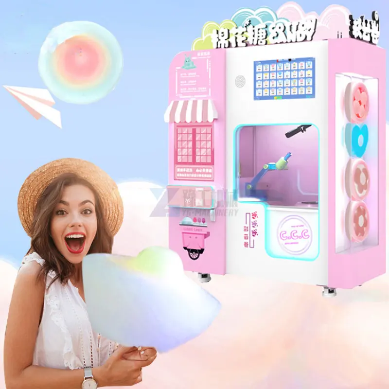 YG Outdoor Intelligent Touch Screen Coin Operated Popcorn Cotton Candy Floss Snacks Fully Automatic Vending Machinery Low Cost