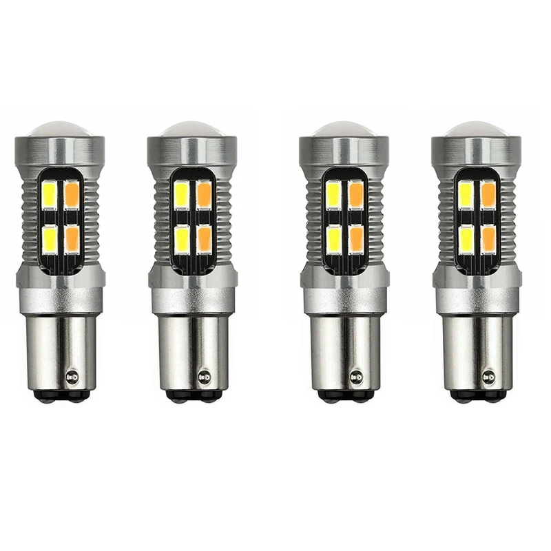 4X LED Light Dual Color Bulb 1157 BAY15D P21/5W 5630 20SMD Canbus Car Brake Reverse Lamp Turn Signal White Amber A