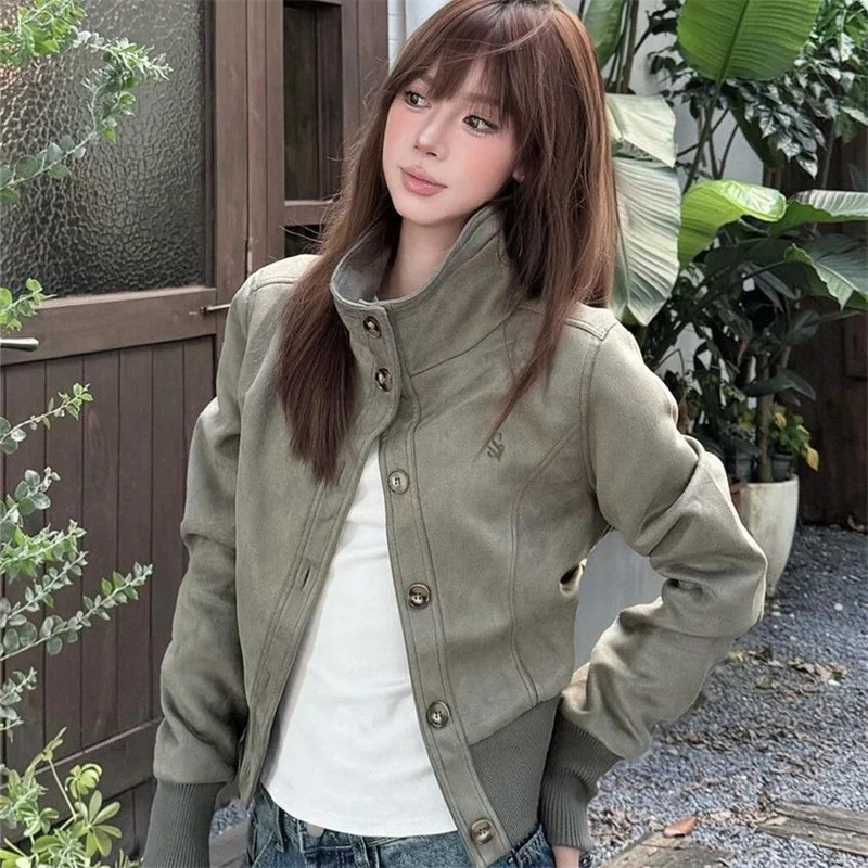 

Women's 2025 New Autumn American-Style Fur Lined Hooded Jacket with Loose Fit and Slimming Design Women