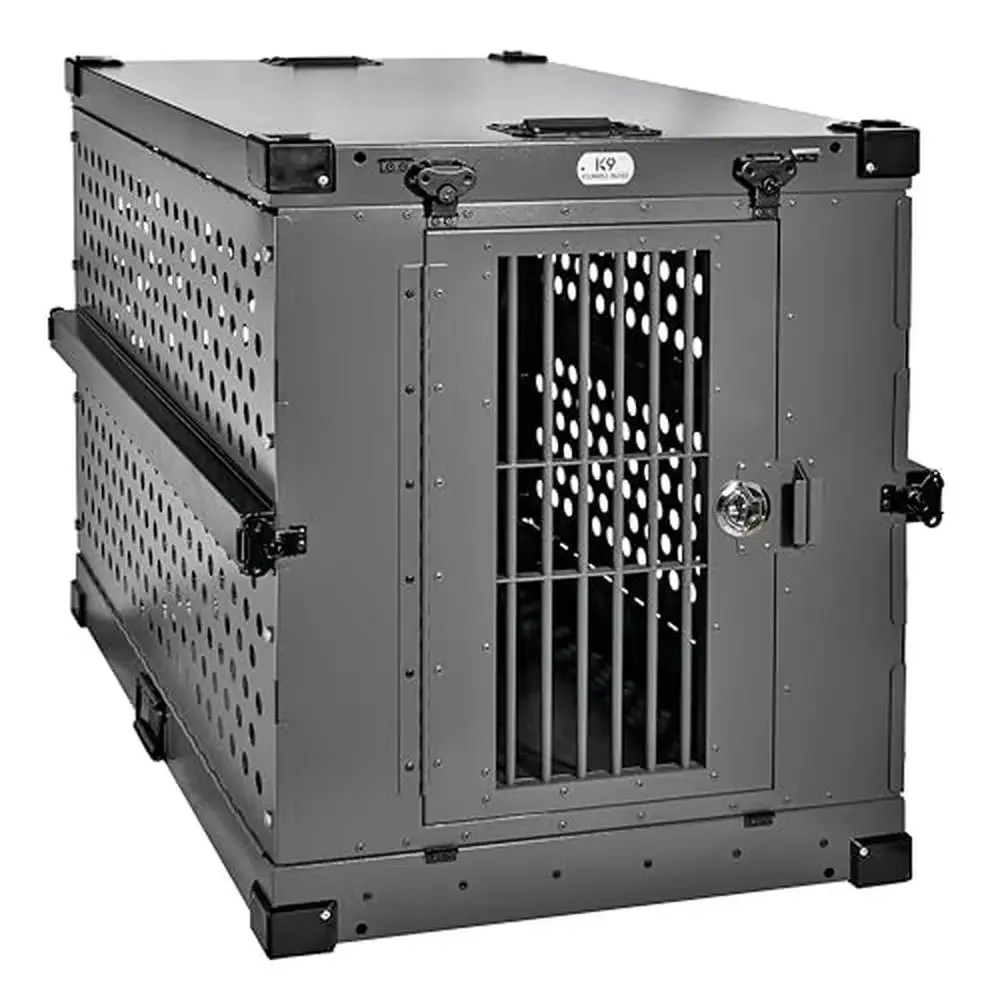 Collapsible Aluminum Dog Crate Heavy Duty Travel Ready Stackable Design 42.5"L x 30.1"W x 34.2"H