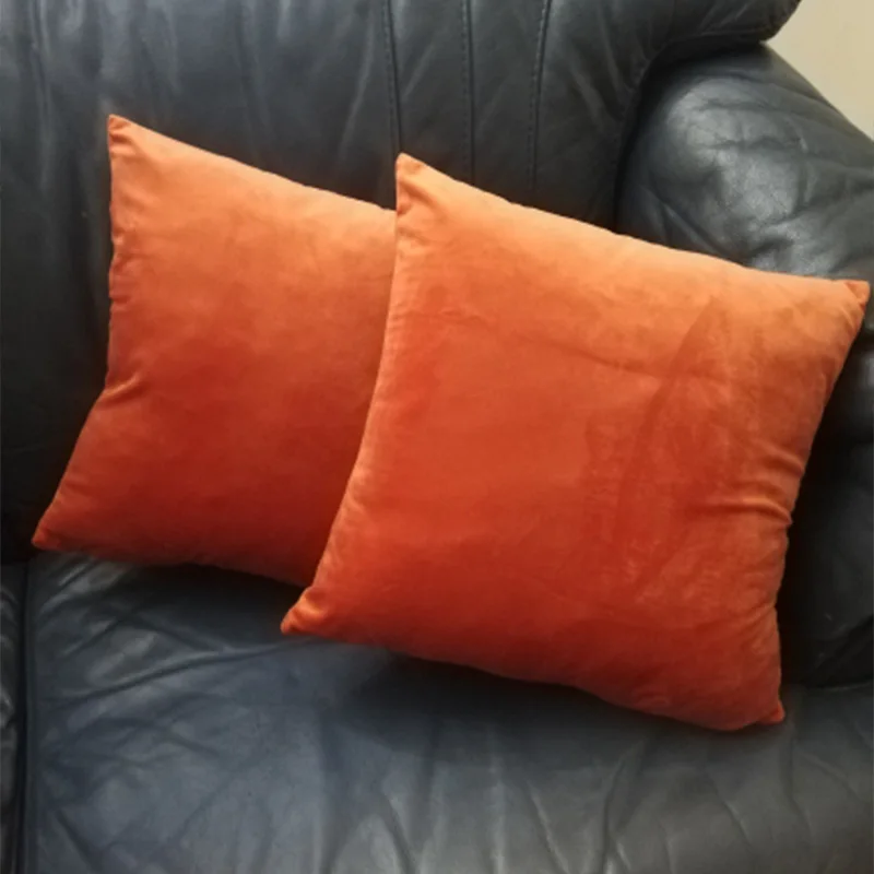 Fundas de cojín de terciopelo naranja a cuadros, 45x45, decoración nórdica para el hogar, fundas de almohadas para cojines de sofá