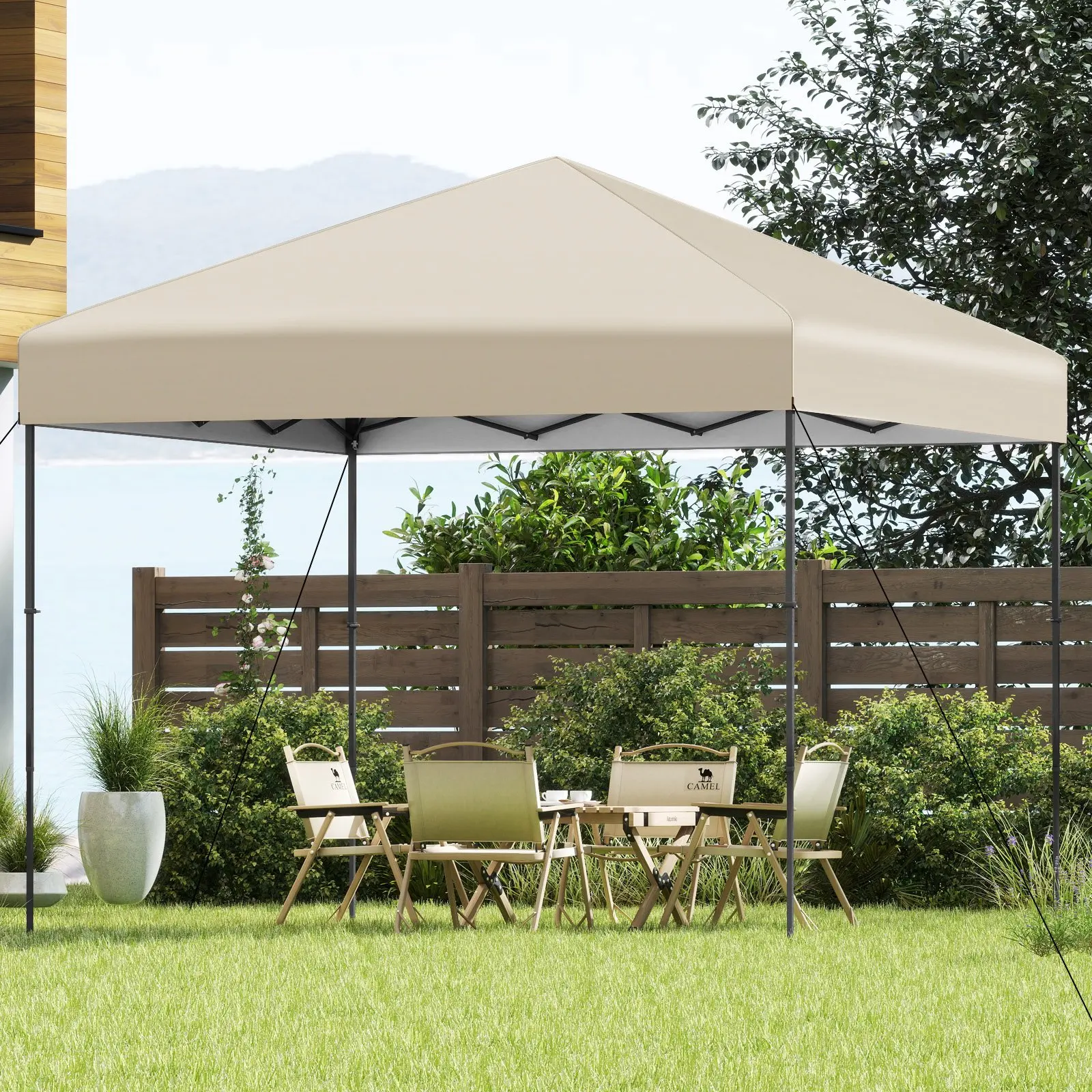 Gazebo Plegable de 3x3 m con Bolsa de Transporte y Protección UV50+, Altura Ajustable, Color Blanco