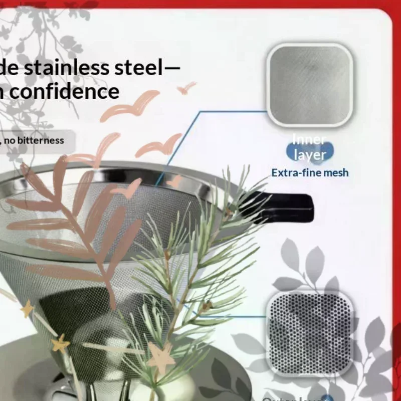 Stainless Steel Pour Over Coffee Filter Single-layer Mesh Perfect For Home Office Coffee Lovers Daily Brewing