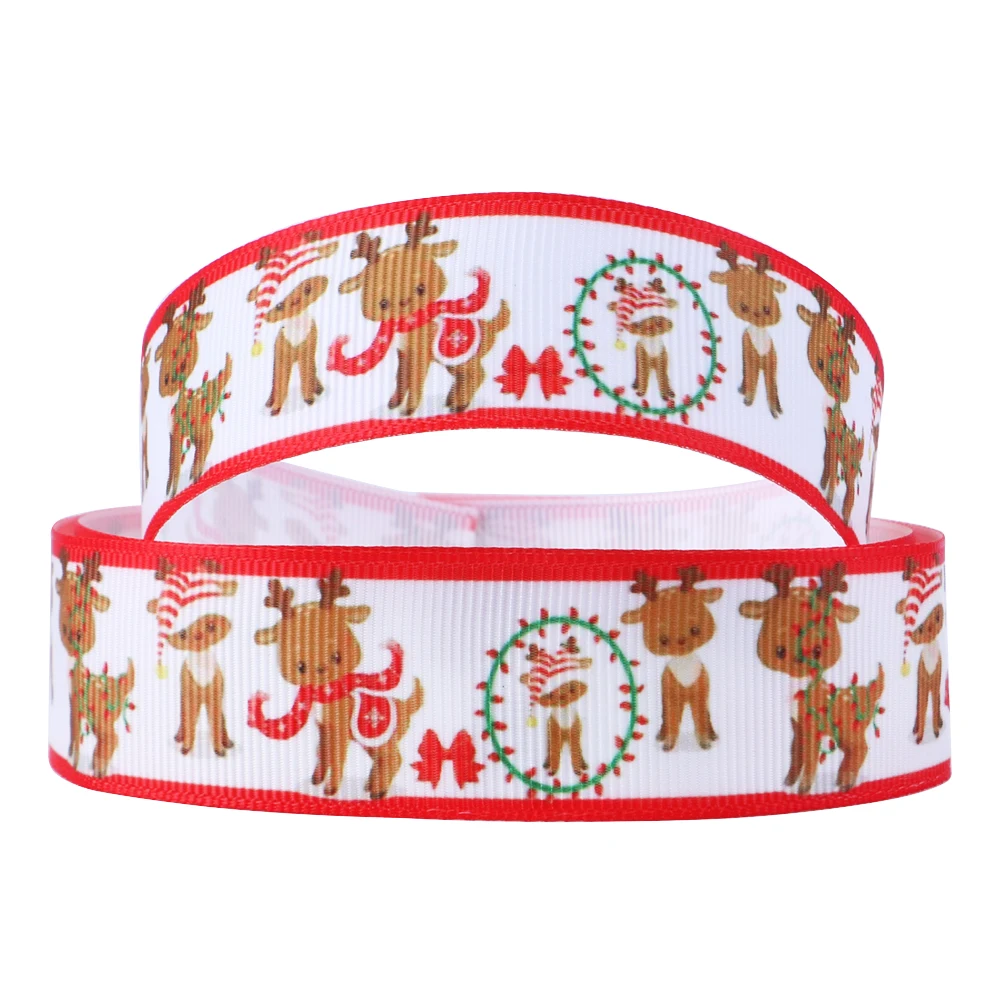 5 Yards Multi Size Christmas Grosgrain Ribbon For Christmas Decorations Gift Wrapping DIY Crafts Hair Bows Material,5Yc1079