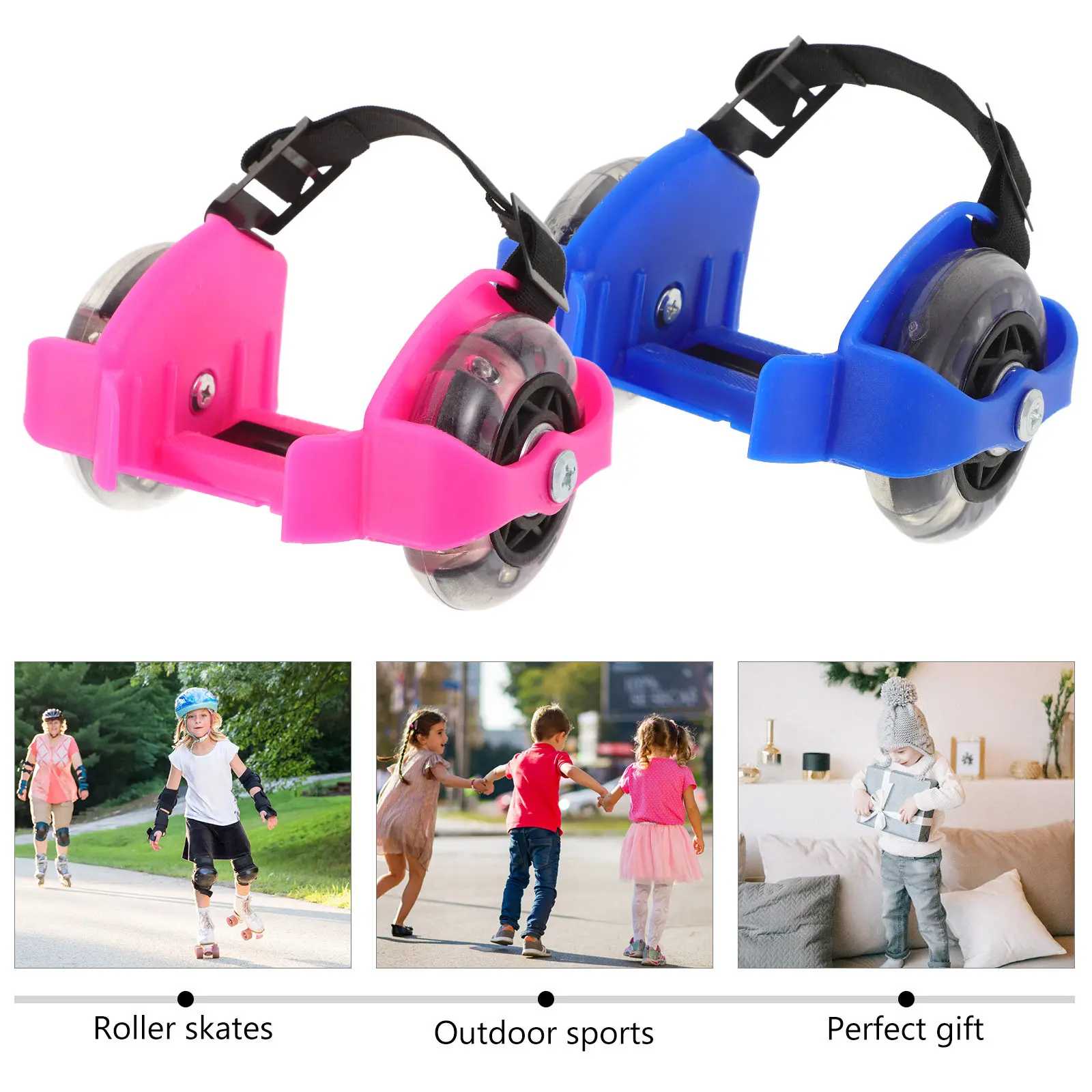 Glowing Roller Skates 2 Pairs Adjustable Beginner Outdoor Training Shoes Comfortable Breathable Protective