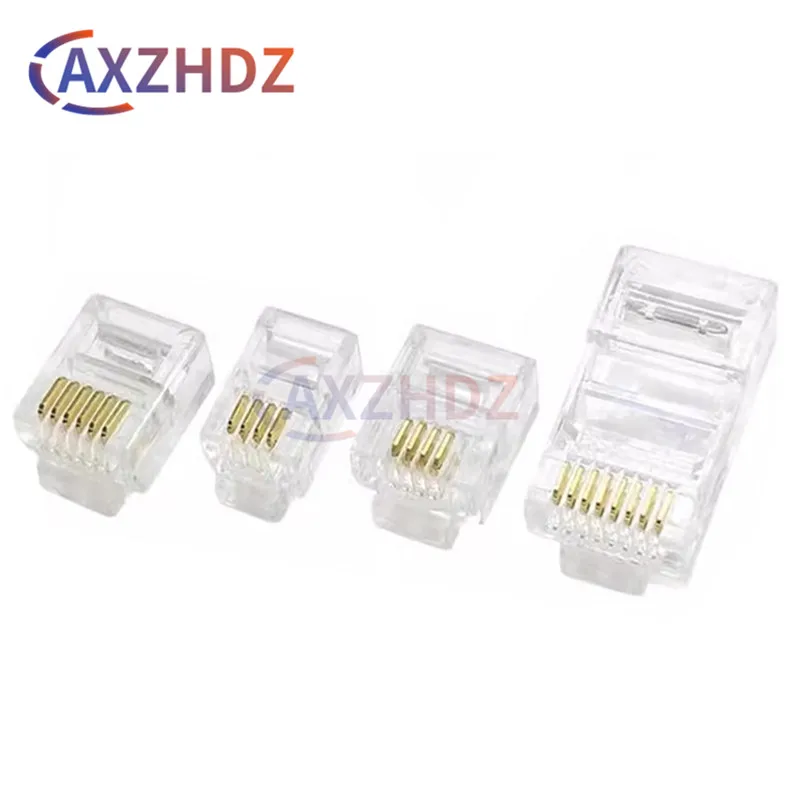 

20PCS 4Pin 6Pin 8Pin Cable End Connectors Plugs telephone connector internet connector RJ9 4P4C RJ11 6P4C 6P6C RJ45 8P8C Crystal