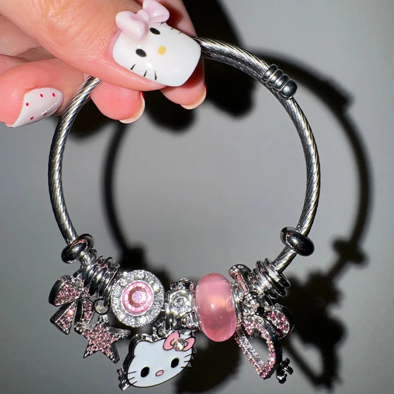 Hello Kitty Armband Vrouwen Charm Armbanden Cartoon Rvs Bangle Armband Verjaardag Kerst Sieraden Cadeau voor Meisjes